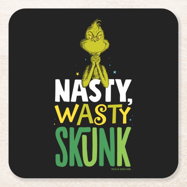 Grinch | Nasty Wasty Skunk Square Paper Coaster (Front)