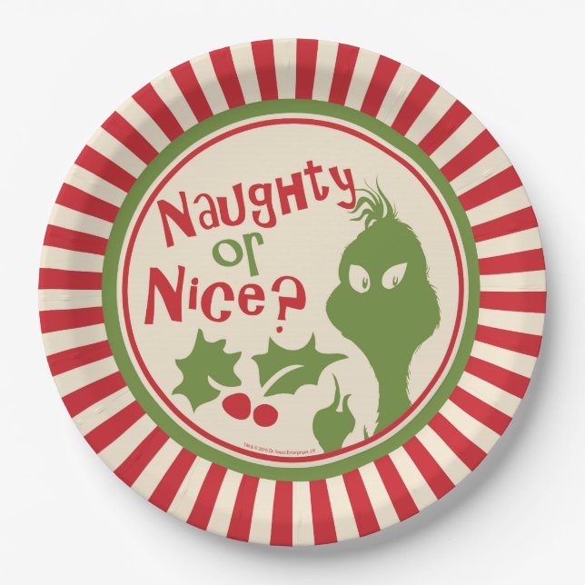 Grinch | Naughty or Nice Paper Plate (Front)