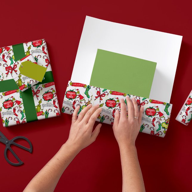 Grinch Naughty or Nice Pattern Wrapping Paper (Creator Uploaded)