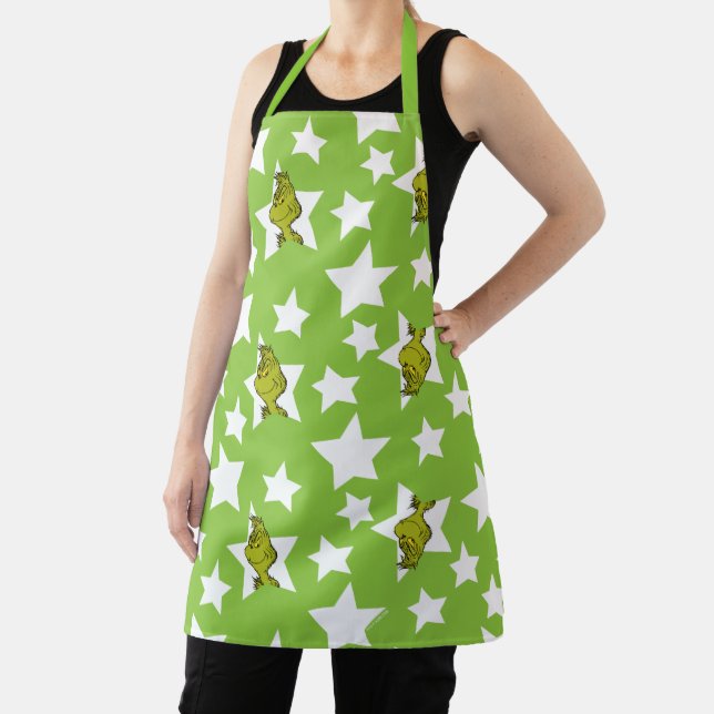 Grinch Peeking Star Pattern Apron (Insitu)
