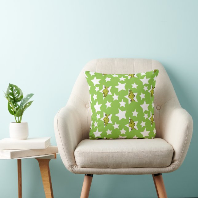 Grinch Peeking Star Pattern Cushion (Chair)