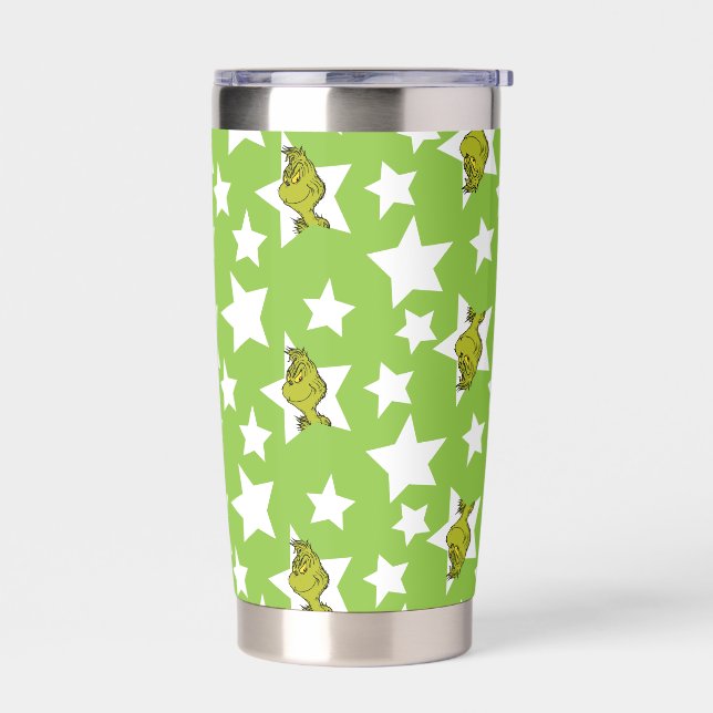 Grinch Peeking Star Pattern Insulated Tumbler (Left)
