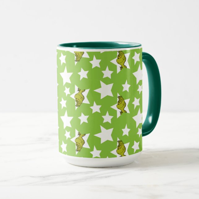 Grinch Peeking Star Pattern Mug (Front Right)