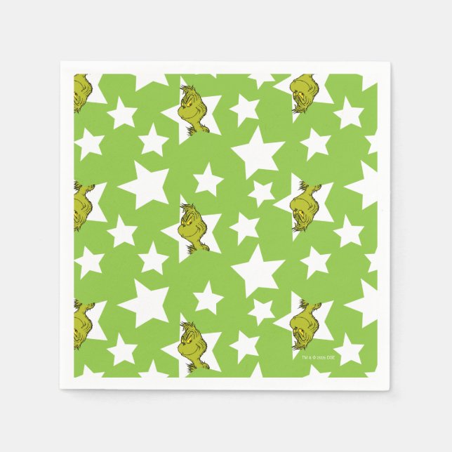 Grinch Peeking Star Pattern Napkin (Front)