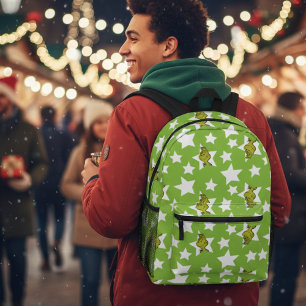 Grinch Peeking Star Pattern Printed Backpack