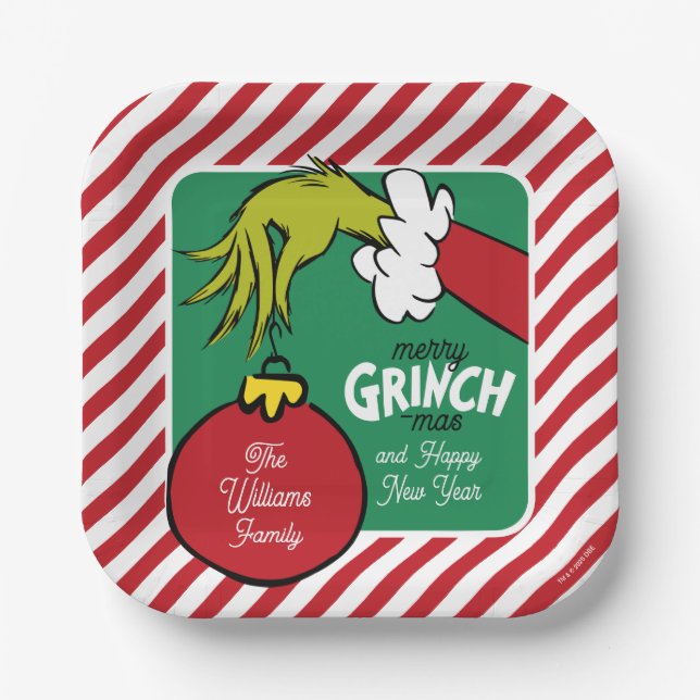 Grinch | Personalised Ornament Paper Plate (Front)