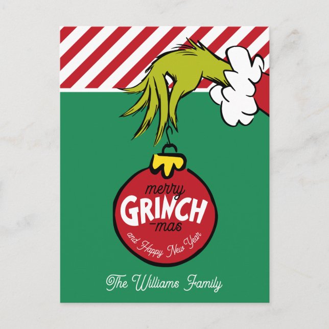 Grinch | Personalized Ornament Holiday Postcard (Front)