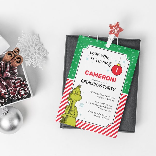 Grinch Red and Green Snowflake 1st Birthday (Creator Uploaded)