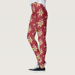 Grinch Red Snowflake Pattern Leggings