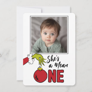 Grinch She's a Mean One 1st Birthday Thank You Card