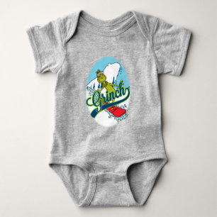Grinch Snowboarding Baby Bodysuit