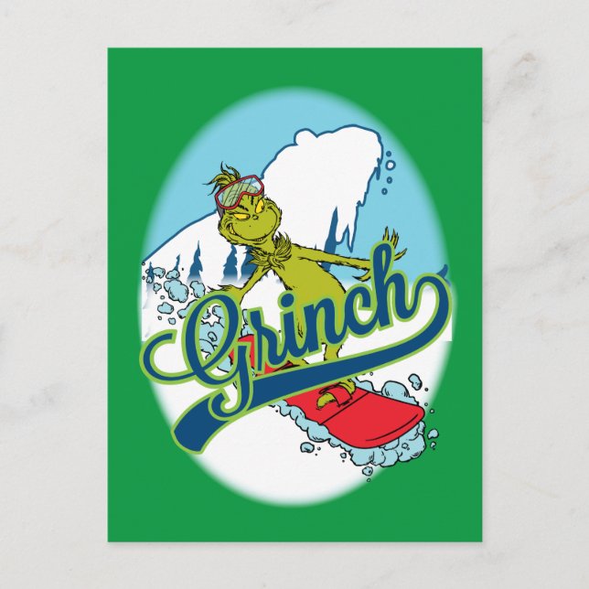 Grinch Snowboarding Postcard (Front)