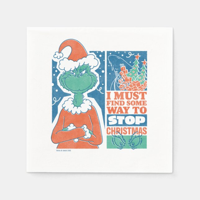Grinch | Stop Christmas Vintage Graphic Napkin (Front)
