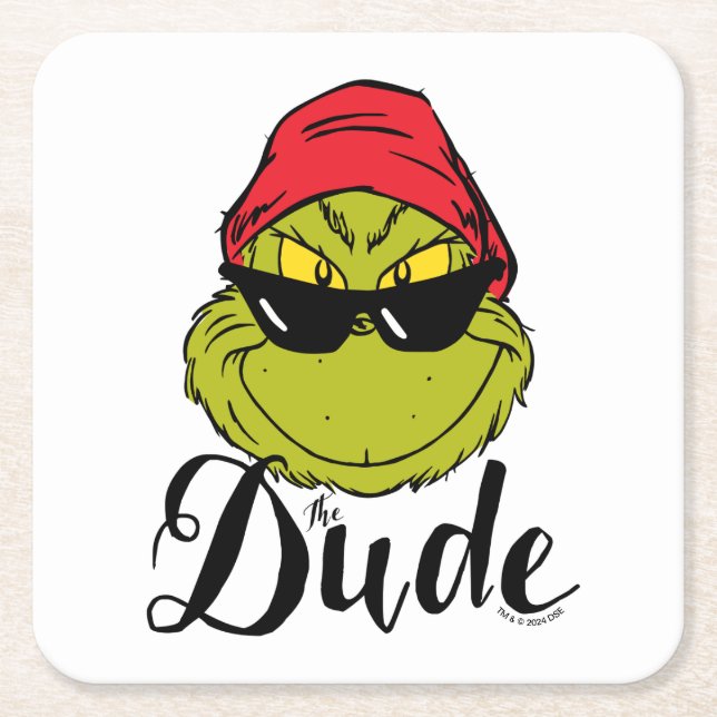 Grinch | The Dude Square Paper Coaster (Front)