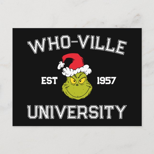 Grinch | Who-ville University Est 1957 Postcard (Front)