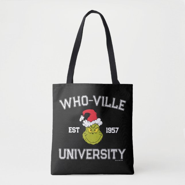 Grinch | Who-ville University Est 1957 Tote Bag (Front)