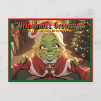 Grinchmas Greetings – Cute Anime Holiday Postcard