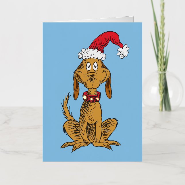 Grinch's Max | Santa Claus Hat Foil Greeting Card (Front)
