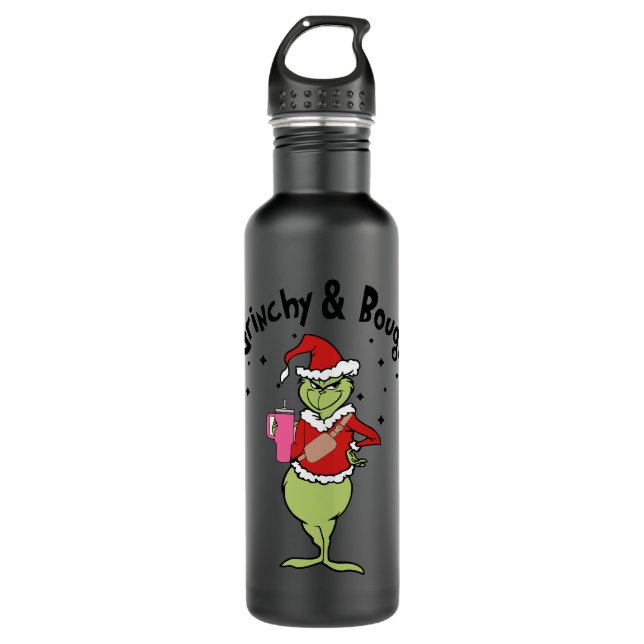 grinchy and bougie 710 ml water bottle (Front)