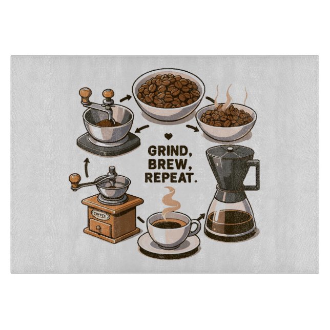 Grind Brew Repeat Cutting Board (Front)