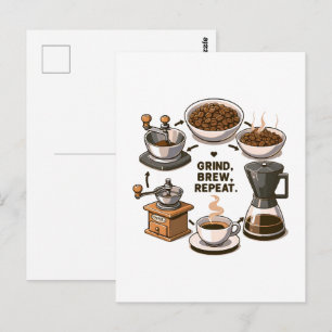 Grind Brew Repeat Postcard