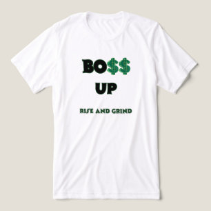 GRIND TIME! BOSS UP WHITE MOTVATIONAL GRAPHIC MENS Tri-Blend SHIRT