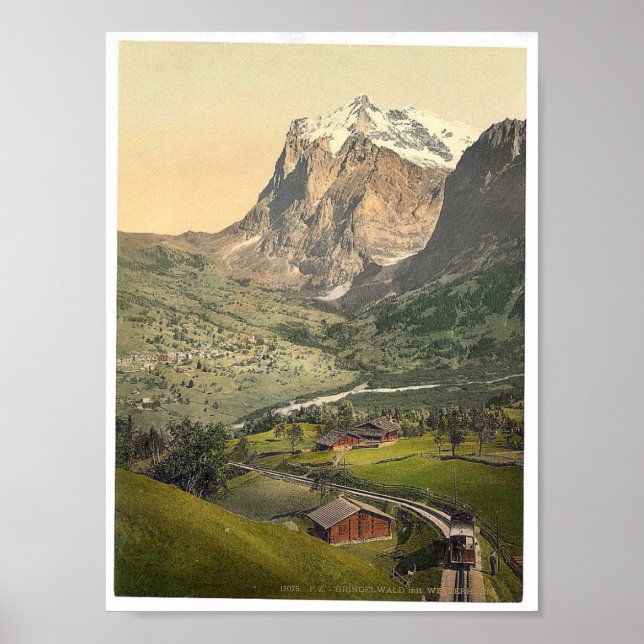 Grindelwald and Mount Wetterhorn, Bernese Oberland Poster (Front)