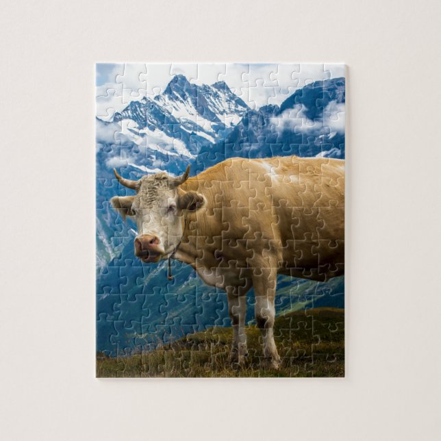 Grindelwald Cow - Bernese Alps - Switzerland Jigsaw Puzzle (Vertical)