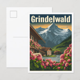 Grindelwald Switzerland Art Vintage Travel  Postcard