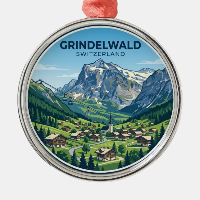 Grindelwald Switzerland Metal Tree Decoration (Front)