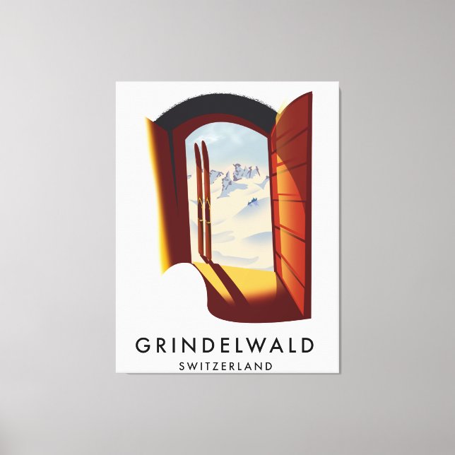 Grindelwald Switzerland ski poster Canvas Print (Front)