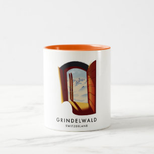 Grindelwald Switzerland ski poster Two-Tone Coffee Mug