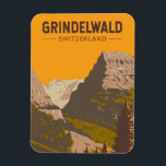 Grindelwald Switzerland Travel Art Vintage Magnet<br><div class="desc">Grindelwald retro vector travel design. Grindelwald,  a village in Switzerland’s Bernese Alps,  is a popular gateway for the Jungfrau Region,  with skiing in winter and hiking in summer.</div>