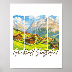Grindelwald Switzerland Travel Brushstroke Grindel Poster