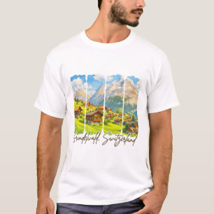 Grindelwald Switzerland Travel Brushstroke Grindel T-Shirt