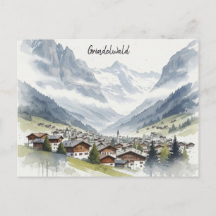 Grindelwald Switzerland Travel watercolour Postcard
