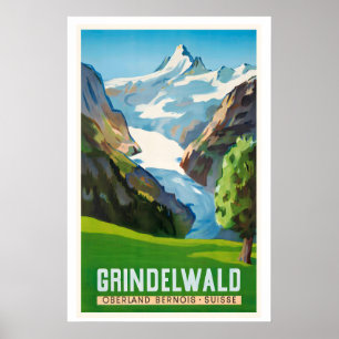 Grindelwald Switzerland Vintage Travel Poster