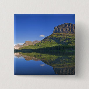 Grinnel Point and Allen Mountain reflect into 15 Cm Square Badge