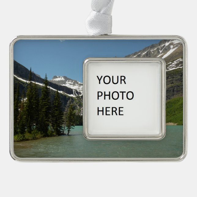Grinnell Lake at Glacier National Park Silver Plated Framed Ornament (Front)