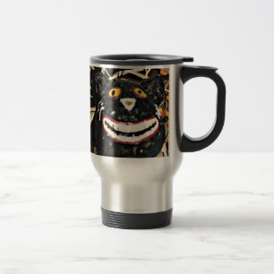 Grinning Black Cat Travel Mug