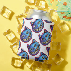 Grinning Blue Cat Vintage Halloweenies Can Cooler