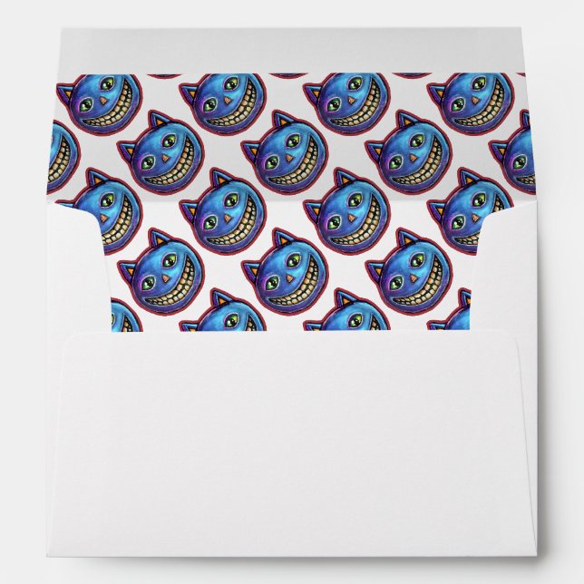 Grinning Blue Cat Vintage Halloweenies Envelope (Back (Bottom))