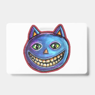 Grinning Blue Cat Vintage Halloweenies ID Badge