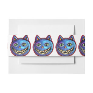 Grinning Blue Cat Vintage Halloweenies Invitation Belly Band