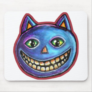 Grinning Blue Cat Vintage Halloweenies Mouse Mat
