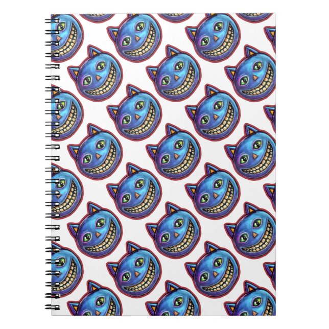 Grinning Blue Cat Vintage Halloweenies Notebook (Front)
