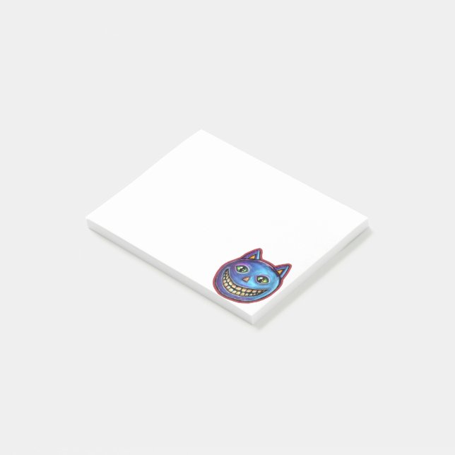 Grinning Blue Cat Vintage Halloweenies Post-it Notes (Angled)