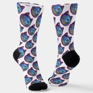 Grinning Blue Cat Vintage Halloweenies Socks