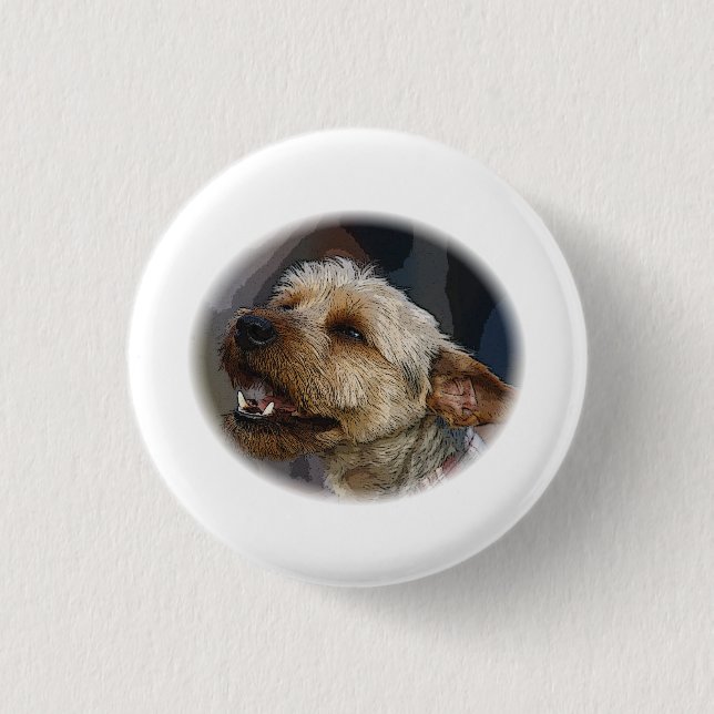 Grinning Border Terrier Cross 3 Cm Round Badge (Front)
