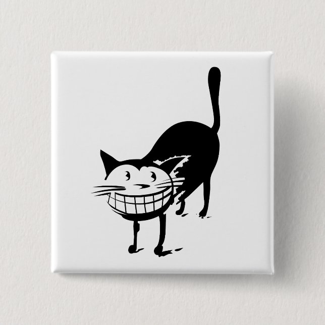 Grinning Cat 15 Cm Square Badge (Front)